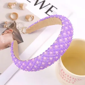 Purple pink crystal beaded baroque headband sweet wide hair hoop fashion hair accessories