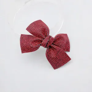 Red rhinestone bow hair clip sparkle crystal hair barrette for women girls elegant headwear