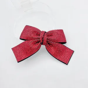Red Rhinestone Bow Hair Clip Detail Sparkly Hair Barrette Crystal Hair Accessories