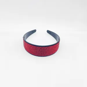 Red rhinestone wide headband sparkling crystal hair hoop elegant bridal festival hair accessory
