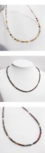 Handmade faceted colored natural stone beaded necklace, versatile minimalist clavicle chain jewelry.