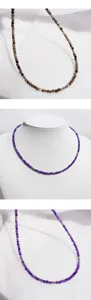 Handmade natural stone beaded necklace facet crystal dainty clavicle chain jewelry stack