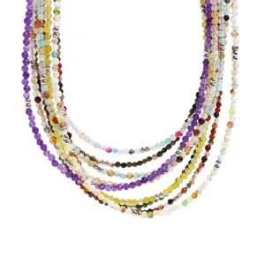 Layered colorful natural stone beaded necklace dainty gemstone choker for women wholesale