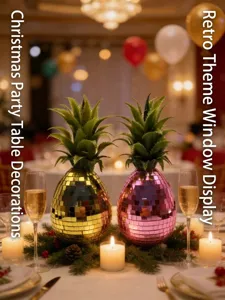 Brillante décoration d'ananas disco avec mosaïque miroir centre de table de fête
