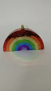 Ornement de boule disco arc-en-ciel coloré miroir mosaïque suspendu pour fête et maison