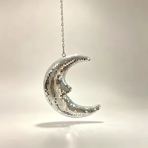 Suspension lune boule disco miroir réflexion décoration de fête pendentif pour la maison.