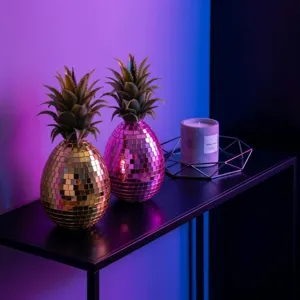 Ornement ananas miroir disco résine créative déco maison bureau brillant doré rose accessoires