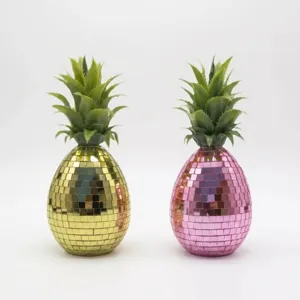 Ornement d'ananas miroir disco résine créative décoration maison fête or rose élégant.