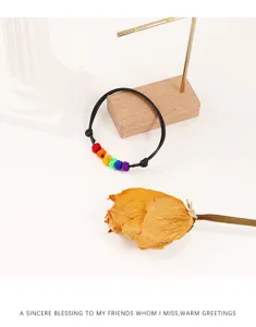 Bracciale intrecciato con perline arcobaleno stile bohémien corda fatta a mano gioielli moda donna