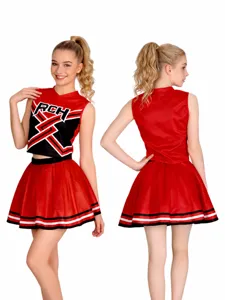 Costume da Cheerleader Bring It On RCH per Donna Set Top E Bottom a Contrasto Con Scollo a V per Feste Cosplay Esibizioni