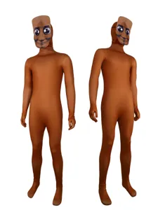 Full body morphsuit costume funny meme character brown zentai suit party cosplay outfit
