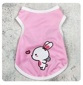 Verano transpirable mascota perro chaleco rosa lindo dibujo animado conejo malla ropa gatos