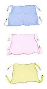 Breathable polka dot pet cat hammock with hanging straps and clips, comfortable small animal bed.