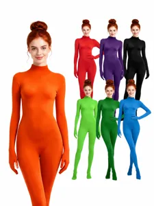 Women Zentai Suit Milk Silk Solid Color Full Body Jumpsuit For Halloween Cosplay Stage Performance Dancewear One Piece Bodysuit