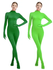 Women Full Body Zentai Suit Stretchy Spandex Bodysuit Green Stage Performance Costume