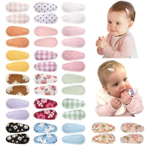 Jolies barrettes clic-clac en tissu pour bébés filles, petites pinces à cheveux florales à carreaux.