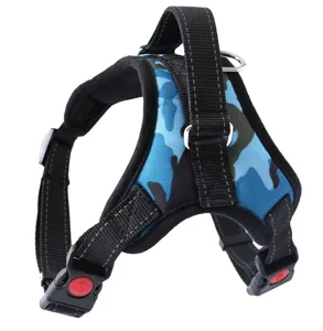Pettorina per cani mimetica blu resistente, stile gilet riflettente per cani di taglia grande.