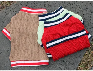 Strick Hundepullover Winter warme Haustierkleidung Zopfmuster Welpenbekleidung
