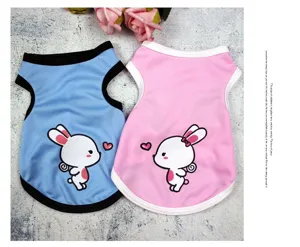 Chaleco de verano transpirable para mascotas, perros y gatos, lindo estampado de conejo suave.
