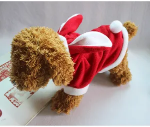 Cute dog rabbit costume for autumn and winter, warm red pet apparel for Christmas and Halloween.