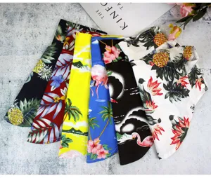 Tropisches hawaiianisches Haustier Baumwoll Leinen Hemd fuer Hunde mit Blumen Print.