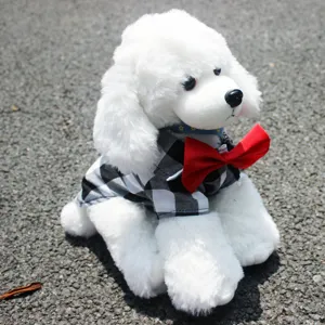 Dog plaid shirt pet clothes for small medium dogs cats, stylish black white check apparel.