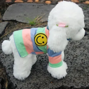 Lente herfst huisdier gestreepte t-shirt schattige smiley gezicht hond kleding kleine middelgrote