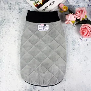 Winter warm pet dog vest grey quilted puppy coat fashionable apparel for small dogs and cats