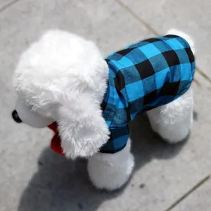 Blue and black plaid dog shirt pet clothing stylish apparel for small medium dogs and cats main view