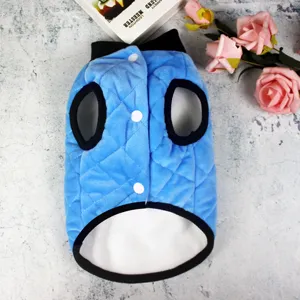Winter warm pet dog vest blue quilted puppy coat cute apparel for small dogs and cats item