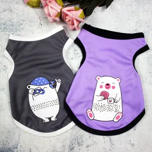 Chaleco de malla transpirable de verano para perros pequeños y gatos con lindo diseño de oso