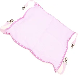 Breathable pink polka dot pet hammock with hanging straps for small cats and dogs daily use
