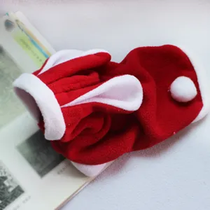 Cute Christmas pet costume for dogs and cats, warm fleece rabbit clothes for winter holidays.