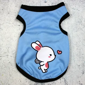 Chaleco de verano transpirable de malla para perros con lindo estampado de conejo