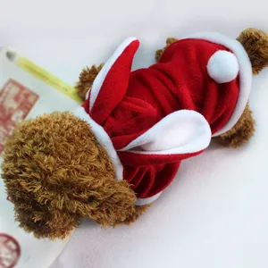 Cute pet costume for autumn and winter, red fleece puppy clothes with lovely bunny ears.
