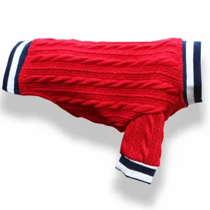 Roter Zopfstrick Haustier Pullover für kleine Hunde Katzen warme Winterwelpen Kleidung