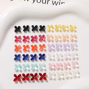 Mini Jelly Acrylic Four-Petal Flower Butterfly Charms Glossy DIY Jewelry Findings For Earrings Keychain Making Accessory