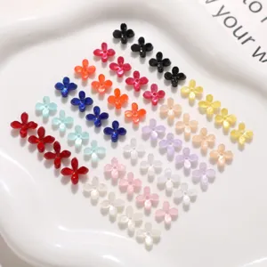 Mini jelly four-petal butterfly glossy flower acrylic charms DIY jewelry making accessories.