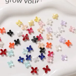 Mini jelly four-petal flower acrylic charms flatback beads for DIY earrings keychains making