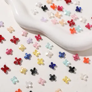 Mini jelly four-petal butterfly acrylic flower charms for DIY handmade jewelry earrings