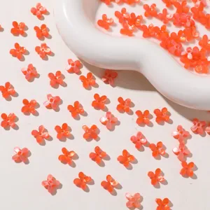 Mini jelly four-petal flower acrylic charms for DIY jewelry making, earrings and keychain decor.