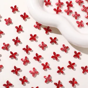 Mini jelly four-petal butterfly glossy flower acrylic charms for DIY earrings keychains