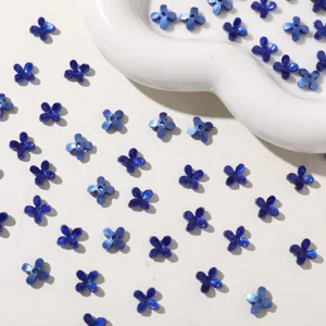 Mini jelly blue four-petal flower acrylic charms DIY jewelry making craft accessories.