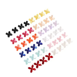 Mini jelly four petal butterfly glossy acrylic flower charms DIY jewelry making accessories main