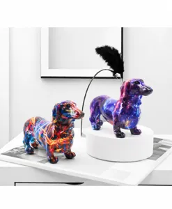 Colorful resin dachshund dog figurine home office desktop decorative craft ornament gift