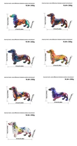 Colorful graffiti dachshund dog figurine resin home office desktop ornament craft gift