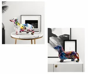 Colorful resin dachshund dog figurine home office desktop decor craft ornament gift