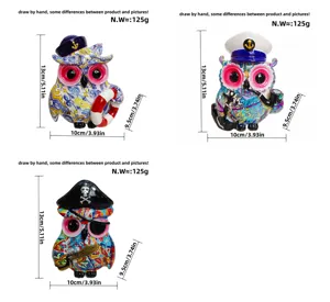 Resin pirate owl figurine desktop ornament creative home and office room decor statue