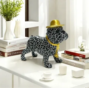 Colorful Transfer French Bulldog Figurine Resin Animal Statue Home Office Desk Decor Gift