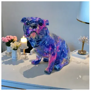 Colorful resin French bulldog sculpture modern home desktop living room decoration